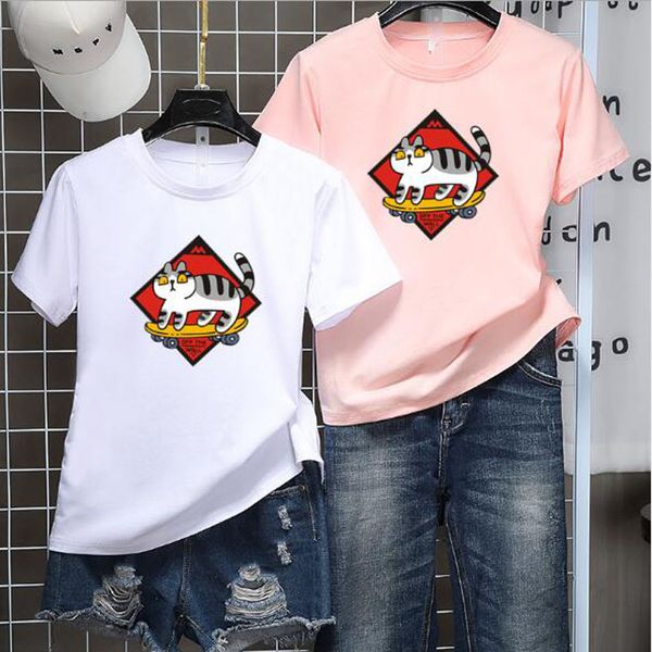 cute cartoon cat print women t-shirt short sleeve round neck women tees casual slim tshirt, White
cute cartoon cat print women t-shirt short sleeve round neck women tees casual slim tshirt, White
