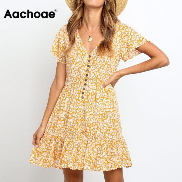 aachoae casual beach dresses women 2020 deep v neck floral print ruffle summer dress boho short sleeve a line party mini dress, Black;gray
aachoae casual beach dresses women 2020 deep v neck floral print ruffle summer dress boho short sleeve a line party mini dress, Black;gray