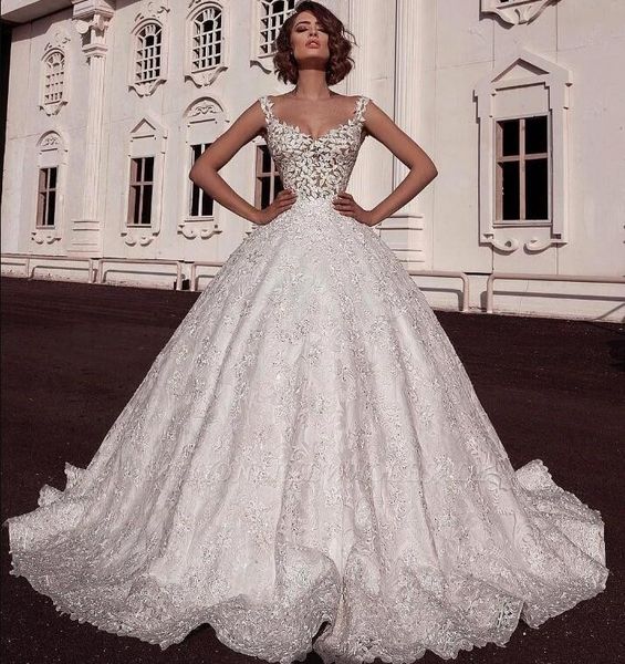 romantic full lace wedding dresses 2019 satin lace floral appliques long ruched bride wedding gowns saudi arabic dubai bc1627, White
romantic full lace wedding dresses 2019 satin lace floral appliques long ruched bride wedding gowns saudi arabic dubai bc1627, White