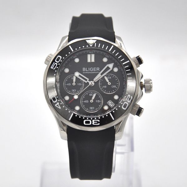 bliger 41mm mens new black dial black ceramic bezel quartz watch man rubber strap sapphire glass chronograph movement t200409, Slivery;brown 
bliger 41mm mens new black dial black ceramic bezel quartz watch man rubber strap sapphire glass chronograph movement t200409, Slivery;brown