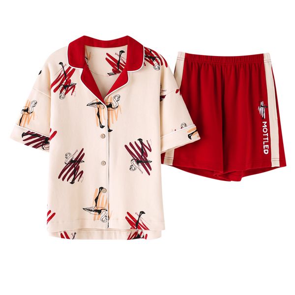 summer new pocket loose pajama sets women scrawl flamingo 2 pieces set short sleeve + shorts elastic waist pyjamas s93227, Blue;gray
summer new pocket loose pajama sets women scrawl flamingo 2 pieces set short sleeve + shorts elastic waist pyjamas s93227, Blue;gray