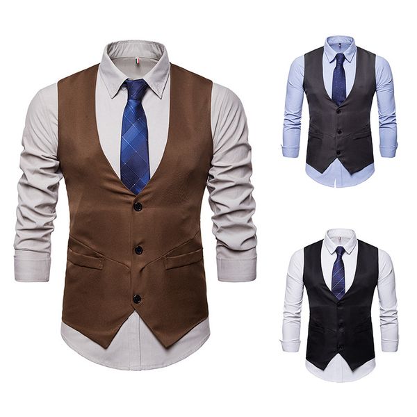 men's business casual slim vests fashion men solid color single buttons vests fit male suit for men spring autumn s-xxl, Black;white
men's business casual slim vests fashion men solid color single buttons vests fit male suit for men spring autumn s-xxl, Black;white