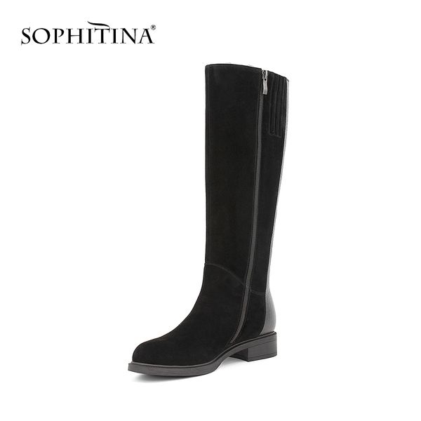 black genuine leather winter boots round toe soft low heel knee-high lady boots solid brand women shoes b33
black genuine leather winter boots round toe soft low heel knee-high lady boots solid brand women shoes b33