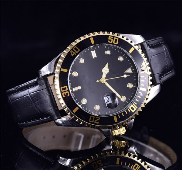 

Relogio masculino ремень мужские часы мода черный циферблат календарь золотой браслет ск