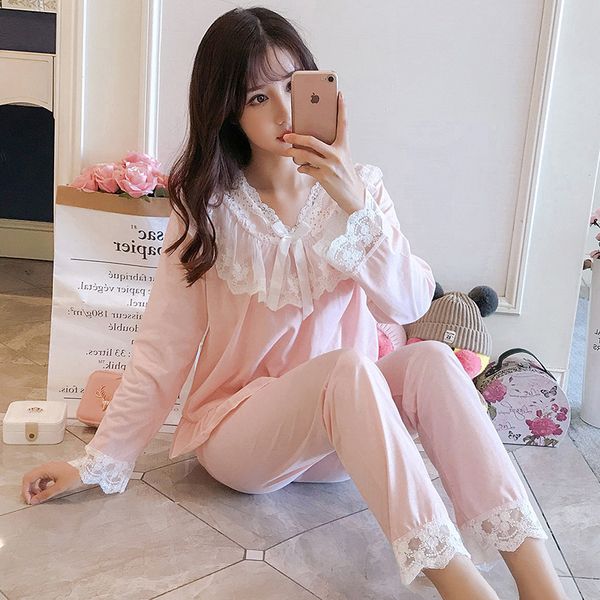 pajamas female spring autumn princess breeze korean version fresh student long sleeved pure cotton two piece winter suit, Black;red
pajamas female spring autumn princess breeze korean version fresh student long sleeved pure cotton two piece winter suit, Black;red