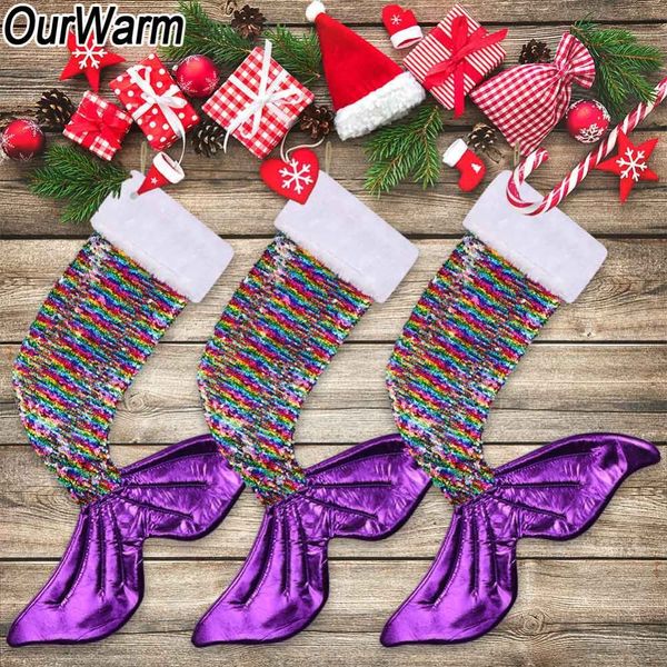 ourwarm 60x45cm christmas stocking big magic sequin shining mermaid tail socks christmas presents kids gifts new year bag 2019
ourwarm 60x45cm christmas stocking big magic sequin shining mermaid tail socks christmas presents kids gifts new year bag 2019