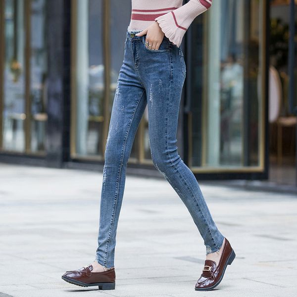 2018 autumn & winter new style comfortable elasticity frayed large size high waist jeans women's capri women's pants slim fit sl, Blue
2018 autumn & winter new style comfortable elasticity frayed large size high waist jeans women's capri women's pants slim fit sl, Blue