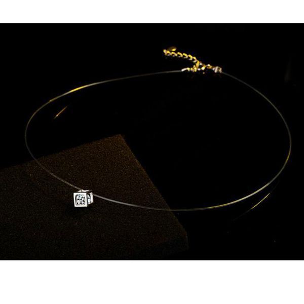 925 sterling silver necklace for women cube zircon invisible fish line short clavicle choker statement necklace
925 sterling silver necklace for women cube zircon invisible fish line short clavicle choker statement necklace