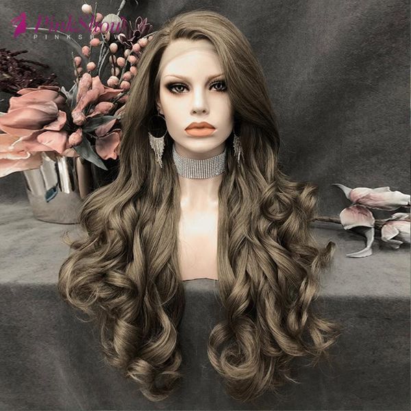 synthetic wigs pinkshow brown wig long wavy lace front for women heat resistant fiber glueless daily, Black
synthetic wigs pinkshow brown wig long wavy lace front for women heat resistant fiber glueless daily, Black