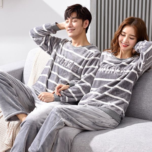 new couple flannel pajamas sets women's winter coral fleece warm pajamas mens winter home suits thicken plus velvet 2 pieces set, Blue;gray
new couple flannel pajamas sets women's winter coral fleece warm pajamas mens winter home suits thicken plus velvet 2 pieces set, Blue;gray
