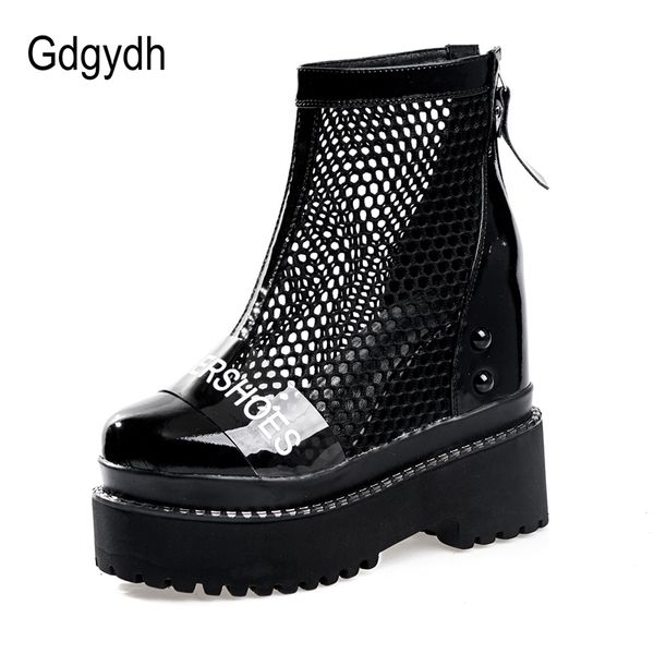 gdgydh gothic punk black summer mesh booties women height increasing genuine pantent leather summer shoes hollow out zipper new
gdgydh gothic punk black summer mesh booties women height increasing genuine pantent leather summer shoes hollow out zipper new