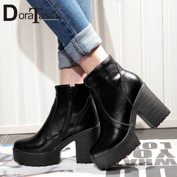 doratasia new arrival ladies high chunky heels platform shoes woman elegant party winter ankle boots women 34-43, Black
doratasia new arrival ladies high chunky heels platform shoes woman elegant party winter ankle boots women 34-43, Black