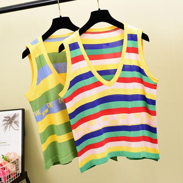 women deep v-neck knit sweaters korean sweet striped female loose sleeveless slim matching jumpers, White;black
women deep v-neck knit sweaters korean sweet striped female loose sleeveless slim matching jumpers, White;black