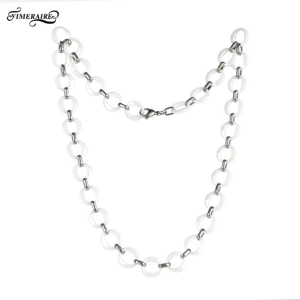 new arrival hollow circle ceramic chain necklace men classic black white jewelry stainless steel for women party jewelry, Silver
new arrival hollow circle ceramic chain necklace men classic black white jewelry stainless steel for women party jewelry, Silver