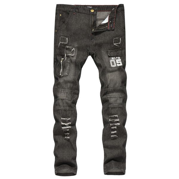 2019 men jeans casual new fashion style men's jeans print destroyed hole taped slim fit denim scratched jean, Blue
2019 men jeans casual new fashion style men's jeans print destroyed hole taped slim fit denim scratched jean, Blue