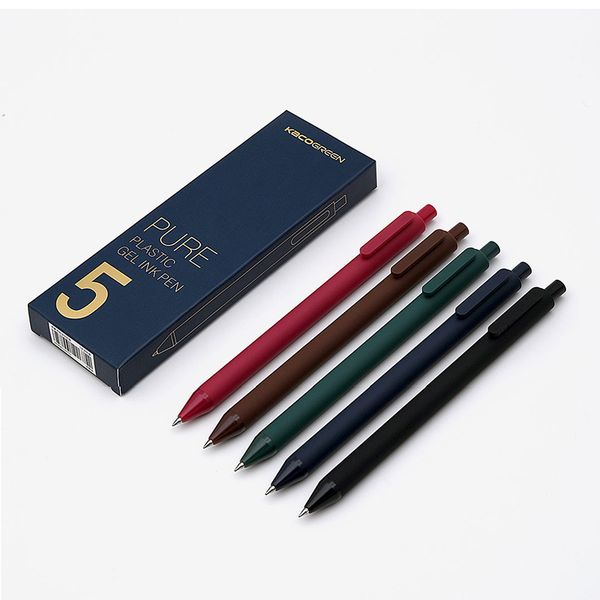gel pens 5pcs/box kaco retro dark colored retractable 0.5mm fine point dark-red/green/brown/blue black for journaling
gel pens 5pcs/box kaco retro dark colored retractable 0.5mm fine point dark-red/green/brown/blue black for journaling