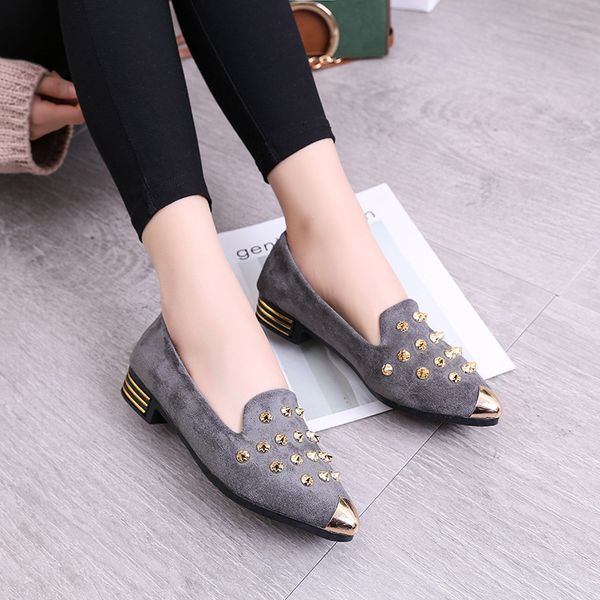 luxury rivet women slip-on flats shoes fashion party pointed toe loafers woman flock low heels casual shoes ladies retro style, Black
luxury rivet women slip-on flats shoes fashion party pointed toe loafers woman flock low heels casual shoes ladies retro style, Black