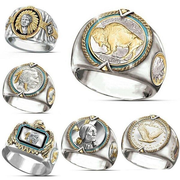 hip hop two-tone 925 silver men gold rings buffalo nickel jewelry ring mens desinger rings fashion personality gift for man size 7-12
hip hop two-tone 925 silver men gold rings buffalo nickel jewelry ring mens desinger rings fashion personality gift for man size 7-12