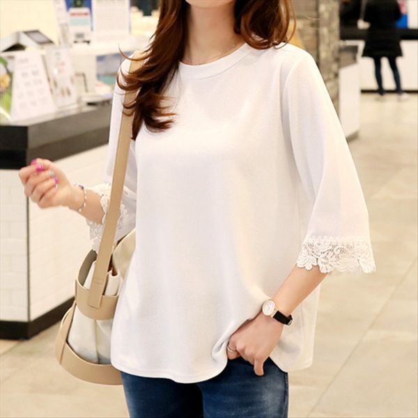 women's round collar long large size base women's round collar long t- lace sleeve t-shirt lace sleeve large size base shirt, White
women's round collar long large size base women's round collar long t- lace sleeve t-shirt lace sleeve large size base shirt, White