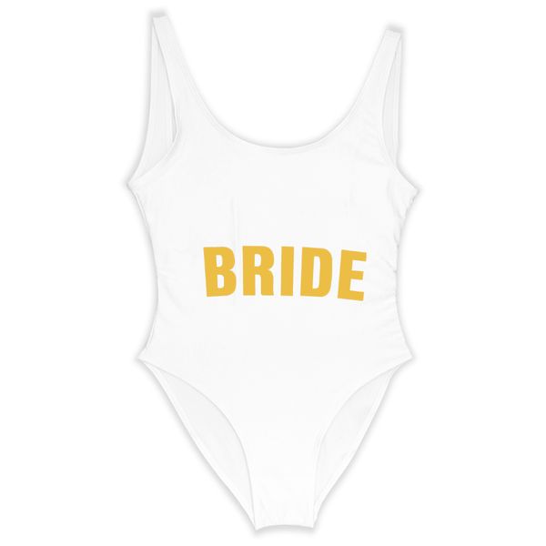 bride bikini golden letter printed one piece swimsuit bachelor wedding party jumpsuit women swimwear high cut bathing suit, White;black
bride bikini golden letter printed one piece swimsuit bachelor wedding party jumpsuit women swimwear high cut bathing suit, White;black