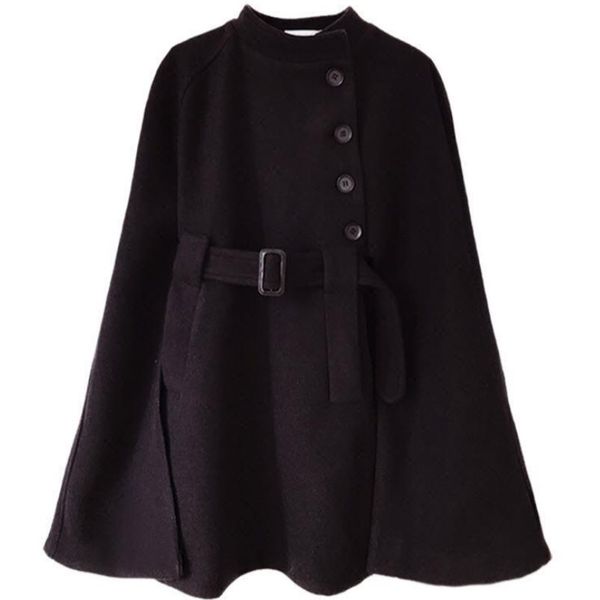 women's wool & blends plus size women woolen cloak cape coat double-breasted overcoats, Black
women's wool & blends plus size women woolen cloak cape coat double-breasted overcoats, Black