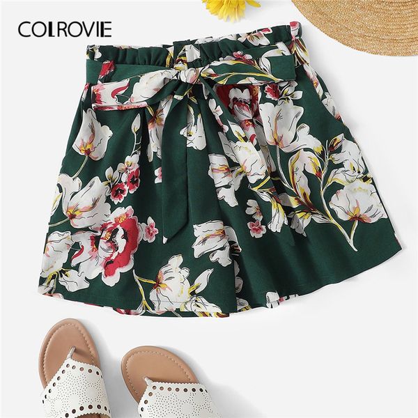 colrovie green self tie floral print elastic waist boho summer shorts women 2019 summer wide leg belted beach casual shorts, White;black
colrovie green self tie floral print elastic waist boho summer shorts women 2019 summer wide leg belted beach casual shorts, White;black