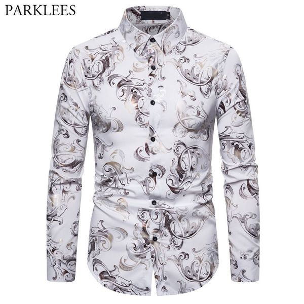 men's casual shirts luxury baroque floral bronzing men shirt style flower print mens long sleeve lapel button up for, White;black
men's casual shirts luxury baroque floral bronzing men shirt style flower print mens long sleeve lapel button up for, White;black