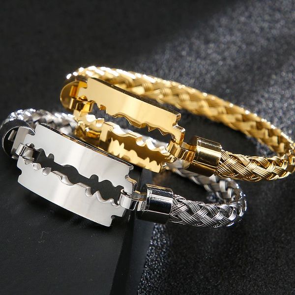 6mm thick braided chain cuff bracelets blade bangle for men gold color stainless steel mens jewellery accessories gifts, Black
6mm thick braided chain cuff bracelets blade bangle for men gold color stainless steel mens jewellery accessories gifts, Black