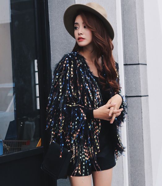 jsxdhk colorful furry knitted tassel cardigan fashion autumn women handmade fringed open stitch shaggy loose sweater outerwear, Tan;black
jsxdhk colorful furry knitted tassel cardigan fashion autumn women handmade fringed open stitch shaggy loose sweater outerwear, Tan;black