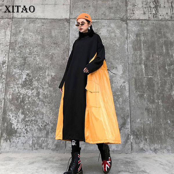 xitao 2020 spring new plus size women dress stitching contrast long sleeve loose dresses trend women clothes streetwear xj3180, Black;gray
xitao 2020 spring new plus size women dress stitching contrast long sleeve loose dresses trend women clothes streetwear xj3180, Black;gray