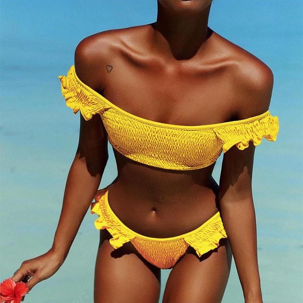 bottom ruffle swimwear pleated bikini set off shoulder swimsuit women bikinis 2020 brazilian biquini push up bathing suit, White;black
bottom ruffle swimwear pleated bikini set off shoulder swimsuit women bikinis 2020 brazilian biquini push up bathing suit, White;black