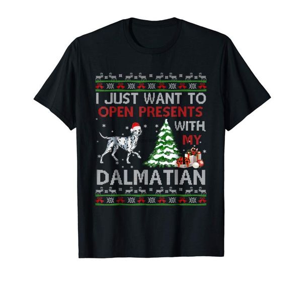 open presents with my dalmatian christmas shirt-men's t-shirt-black, White;black
open presents with my dalmatian christmas shirt-men's t-shirt-black, White;black