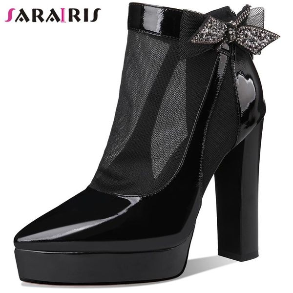 sarairis female genuine leather butterfly knot platform boots high heel casual office boots women summer shoes woman, Black
sarairis female genuine leather butterfly knot platform boots high heel casual office boots women summer shoes woman, Black