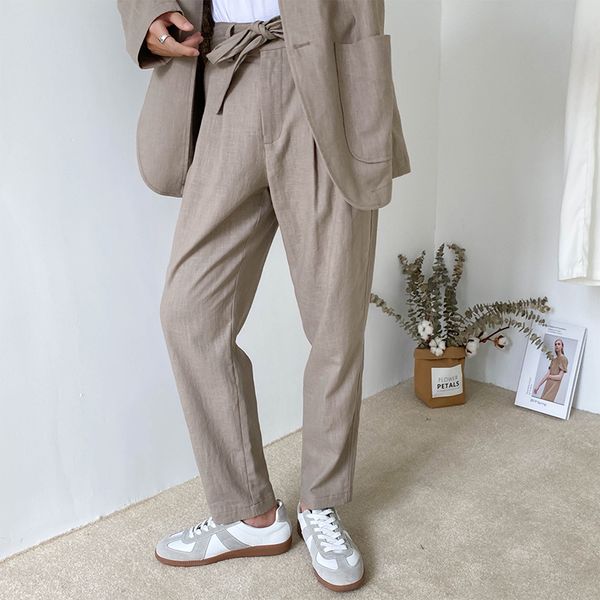 men cotton linen belt casual ankle length suit pant male retro fashion casual streetwear loose trousers harem pant, Black
men cotton linen belt casual ankle length suit pant male retro fashion casual streetwear loose trousers harem pant, Black