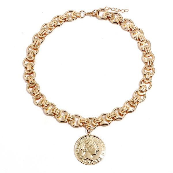 duojiaoyan fashion exaggerated punk style coin necklace jewelry alloy gold round portrait necklace thick chain, Silver
duojiaoyan fashion exaggerated punk style coin necklace jewelry alloy gold round portrait necklace thick chain, Silver
