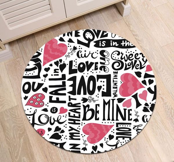 

love with valentine words and hearts home decor round area rugs living room non-slip floor mat bedroom carpets