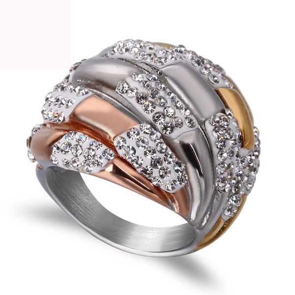 luxury three color plated argil finger ring jewelry titanium steel casting crystal rings for women ing, Silver
luxury three color plated argil finger ring jewelry titanium steel casting crystal rings for women ing, Silver