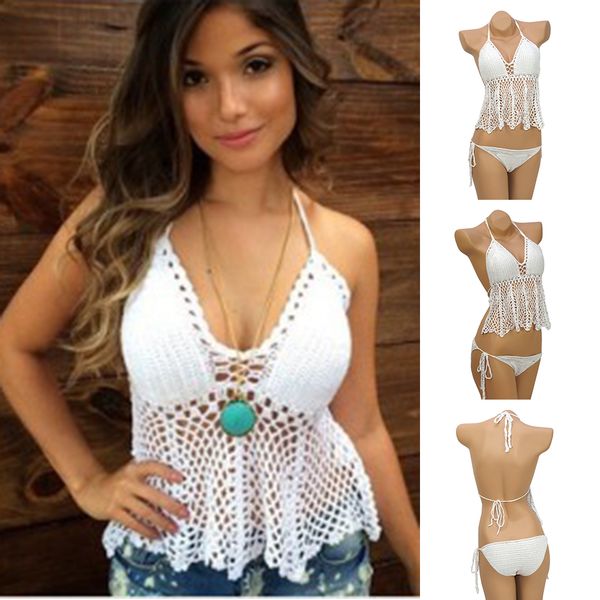 new split hollow swimsuit women's swimwear crocheted