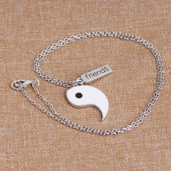 friends pendant necklace yin stitching set black white couple pair chain necklace men's gift, Silver
friends pendant necklace yin stitching set black white couple pair chain necklace men's gift, Silver