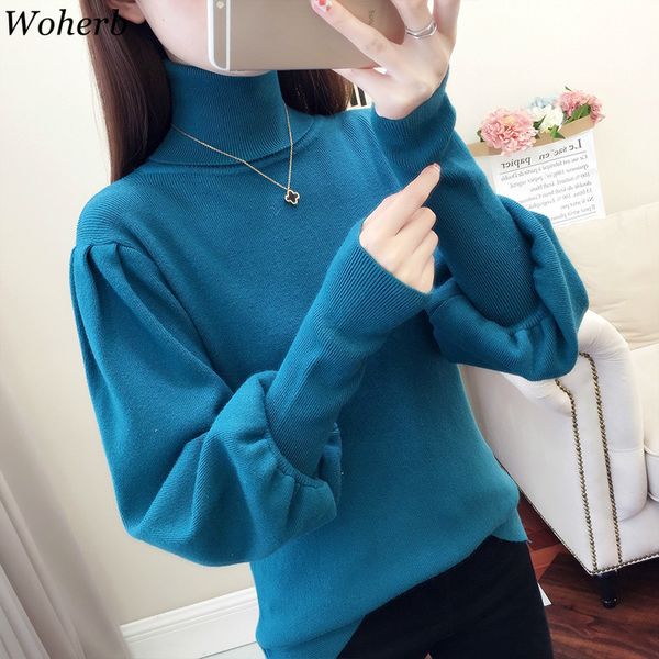 woherb turtleneck sweater women solid color lantern long sleeve pullovers casual fashion new korean autumn winter jumpers 90894, White;black
woherb turtleneck sweater women solid color lantern long sleeve pullovers casual fashion new korean autumn winter jumpers 90894, White;black