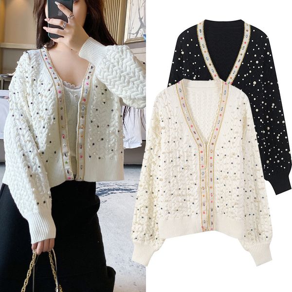 new knitted cardigan women s autumn and winter version loose lazy style european station sweater coat trend, White
new knitted cardigan women s autumn and winter version loose lazy style european station sweater coat trend, White