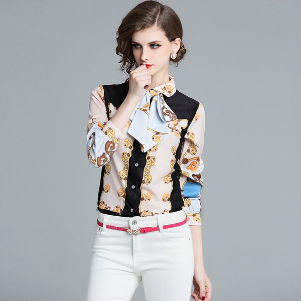 quality elegant runway blouses long sleeve women luxury baroque print shirt plus size ladies reteo bow for spring autumn winter, White
quality elegant runway blouses long sleeve women luxury baroque print shirt plus size ladies reteo bow for spring autumn winter, White
