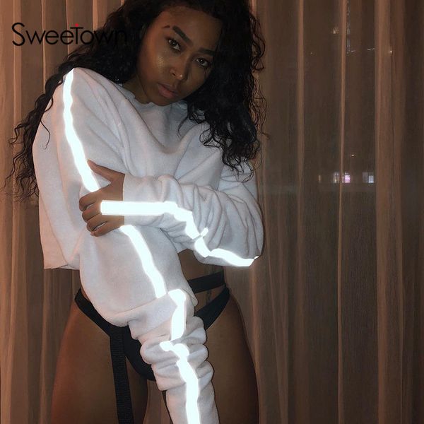 sweetown punk gothic cropped sweatshirt with buckle reflective striped pullover long sleeve sweatshirt female streetwear, Black
sweetown punk gothic cropped sweatshirt with buckle reflective striped pullover long sleeve sweatshirt female streetwear, Black