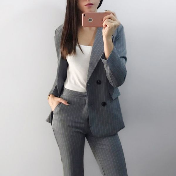 women pants women trousers fashion suits pant 2 piece set for double breasted striped blazer jacket trouser office suit feminino 2019, Black;white
women pants women trousers fashion suits pant 2 piece set for double breasted striped blazer jacket trouser office suit feminino 2019, Black;white