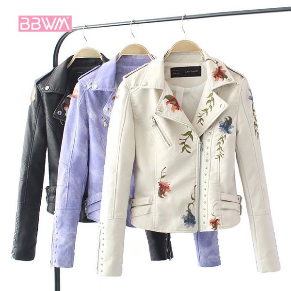 embroidered rivet leather female 2018 spring new short slim self-cultivation motorcycle jacket wild thin embroidery women's coat, Black;brown
embroidered rivet leather female 2018 spring new short slim self-cultivation motorcycle jacket wild thin embroidery women's coat, Black;brown