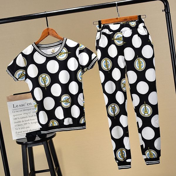 2018 new arrive dot print short sleeve t-shirt casual pants suit, women's casual sweet preppy pie set, White
2018 new arrive dot print short sleeve t-shirt casual pants suit, women's casual sweet preppy pie set, White