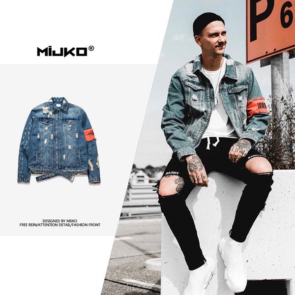 punk destroyed jeans flight jacket men ripped denim patchwork hole jean jackets hip hop overcoats casual streetwear, Black;brown
punk destroyed jeans flight jacket men ripped denim patchwork hole jean jackets hip hop overcoats casual streetwear, Black;brown