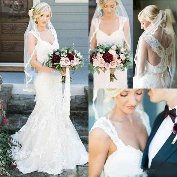 2020 new full lace wedding dress cross back sweetheart sheer applique sash chapel train mermaid country style vintage bridal gowns, White
2020 new full lace wedding dress cross back sweetheart sheer applique sash chapel train mermaid country style vintage bridal gowns, White