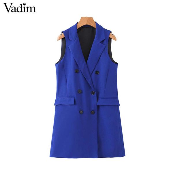 vadim women elegant long vest double breast waist coat sleeveless pockets decorate outwear office wear stylish blue ma039, Black;white
vadim women elegant long vest double breast waist coat sleeveless pockets decorate outwear office wear stylish blue ma039, Black;white