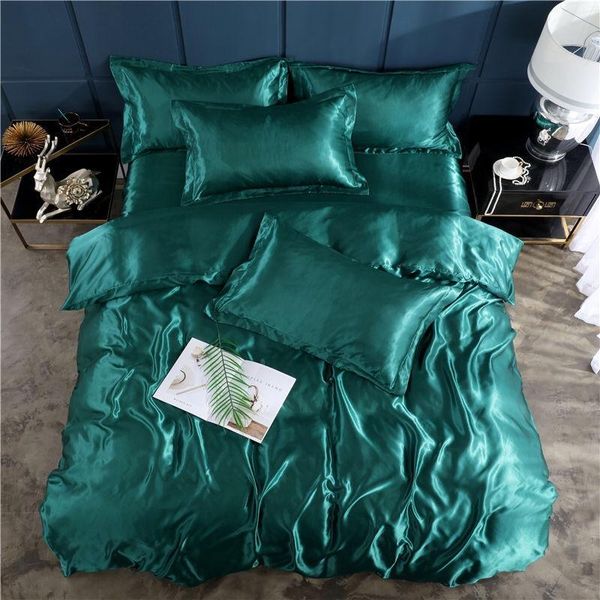 35 satin silk bedding set king size grey green duvet cover pillowcase solid color sets plat sheet bedclothes
35 satin silk bedding set king size grey green duvet cover pillowcase solid color sets plat sheet bedclothes